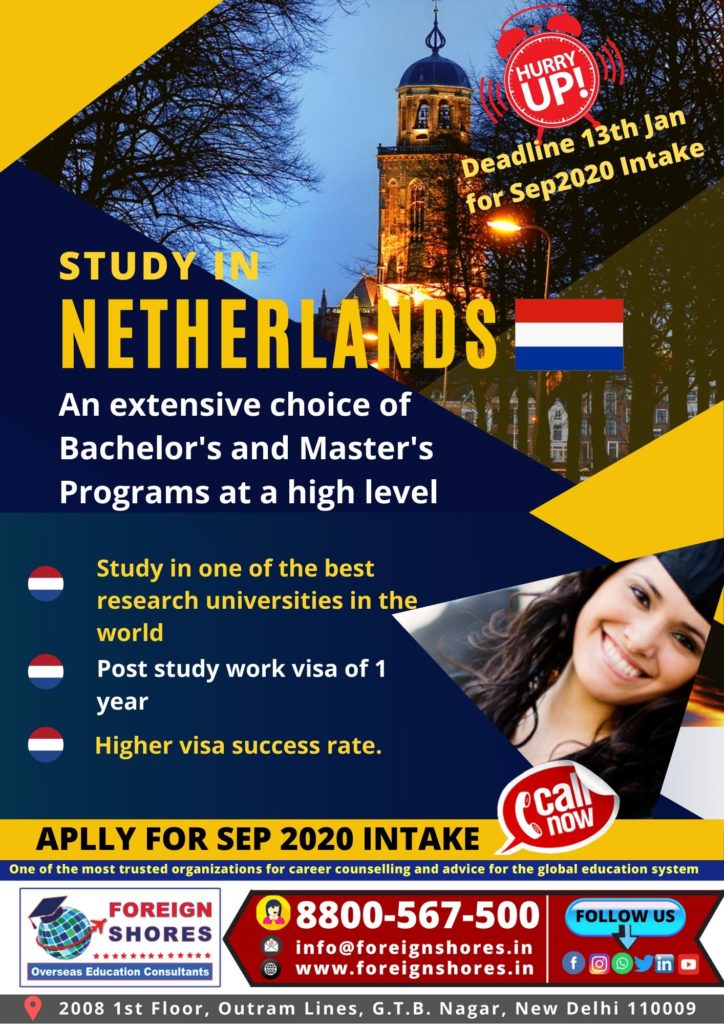 Want to apply in Netherlands for Sep 2020 intake? Hurry Up!!! Deadline Approching